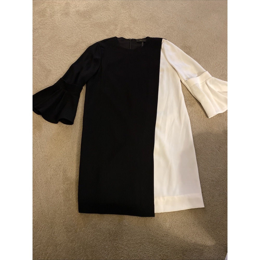 BCBG MAXAZRIA "LOREN"‎ BLACK/WHITE COLORBLOCK COCKTAIL DRESS SIZE XS